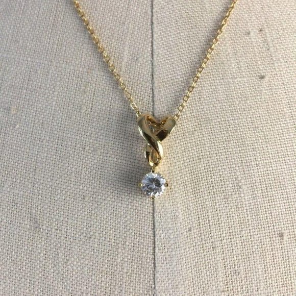Gold Tone Cubic Zirconia Necklace - Picture 2 of 5